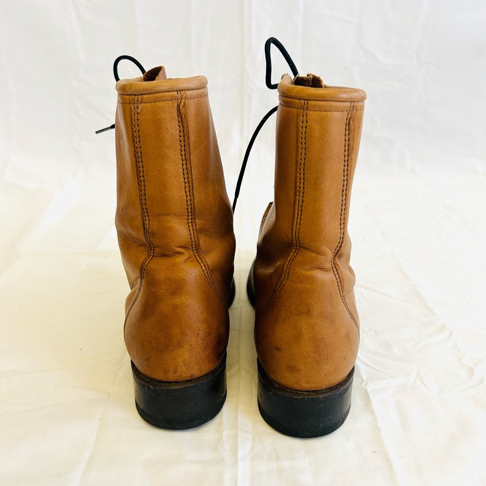 Laredo Tan Lace-Up Leather Roper Boots - Picture 7 of 16